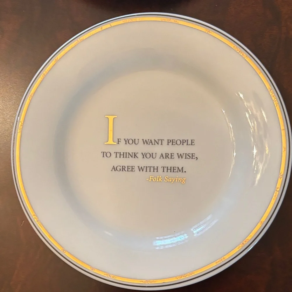 Restoration Hardware White and Gold Quote Accent Dessert Plates - Set of 4
